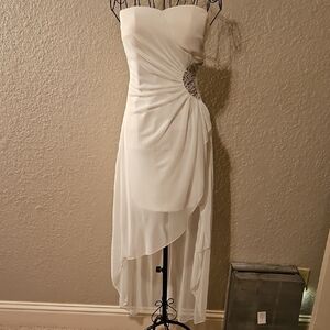 Ruby Rox Strapless White Dress with Embellished Detail